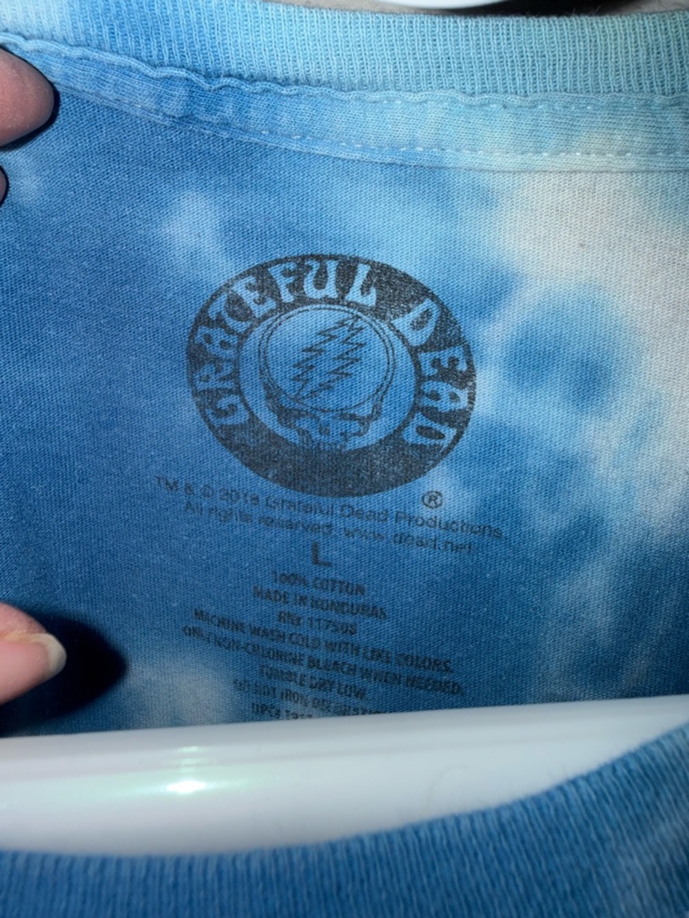 Grateful Dead Tie Dye Skull T-Shirt Blue Graphic Tee Size L - Picture 5 of 8